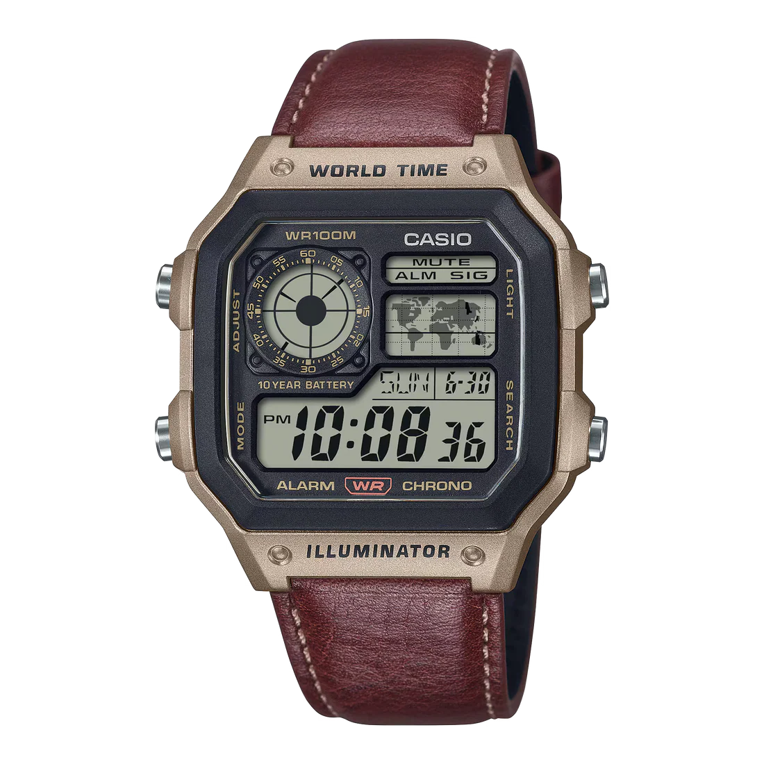 Stylish AE 1200 LEATHER Regular Wrist Watch