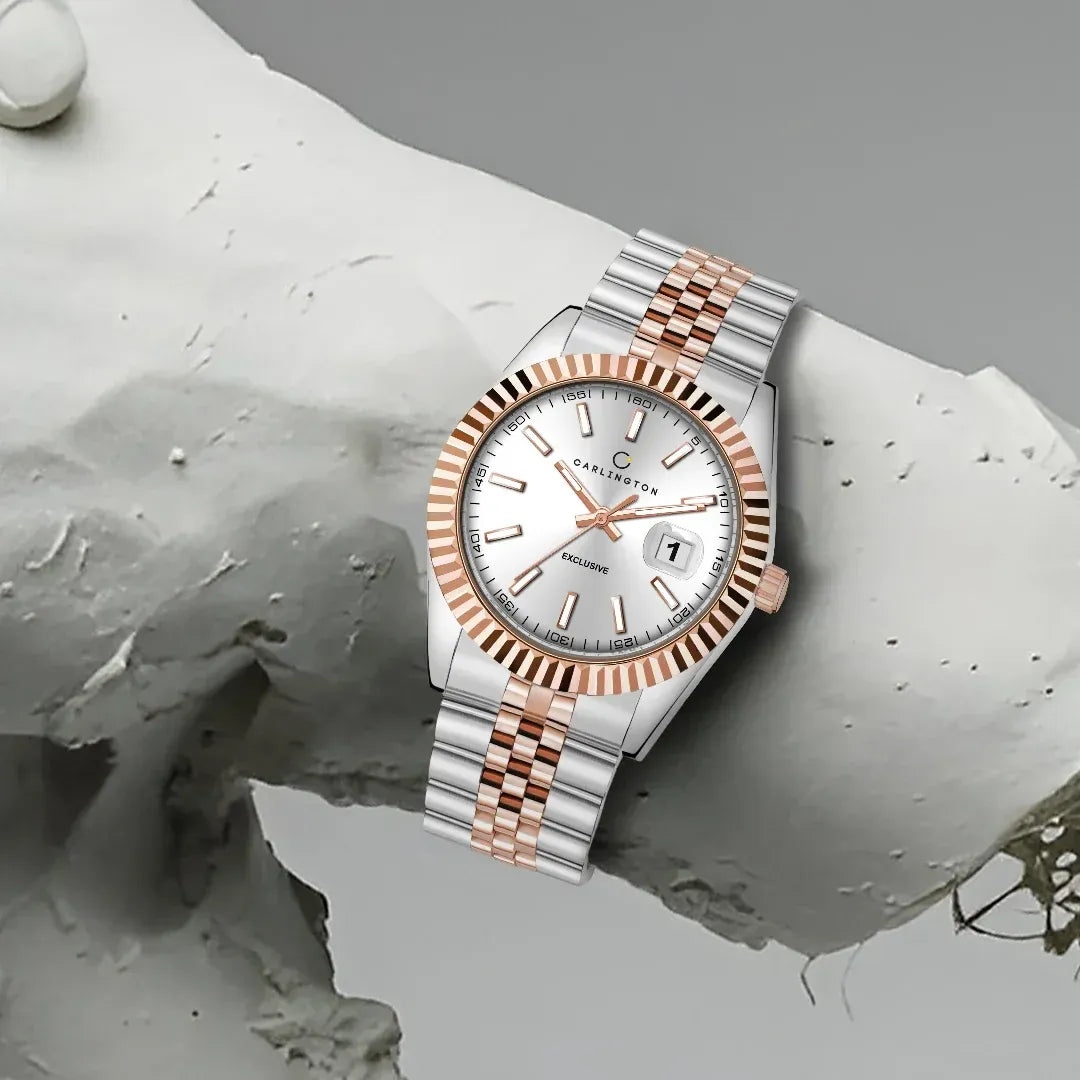 Exclusive 811 Two Tone Silver Gents Analog Watch
